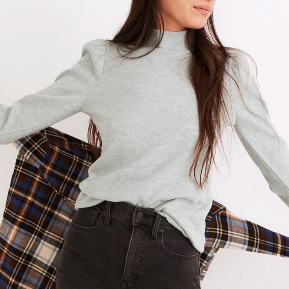 Madewell (Re)sourced Plush Mockneck Puff-Sleeve Top